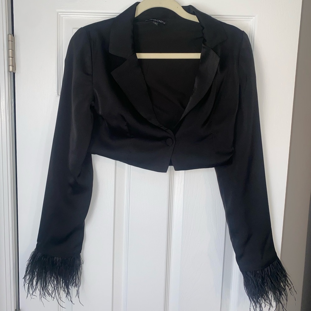 Blazer Feather Trim Top